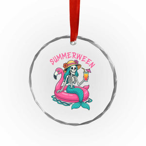 Summerween Skeleton Mermaid Crystal Glass Ornament Flamingo Float Funny Spooky Summer Halloween Vibes TS02 Print Your Wear