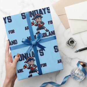 Sundays Are For NE Wrapping Paper Roll Game Day Sports Fan Gift TS12 Light Blue Print Your Wear