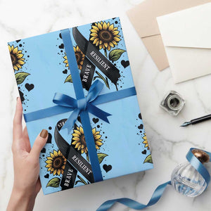 Sunflower Skin Cancer Awareness Wrapping Paper Roll Brave Strong Resilient TS12 Light Blue Print Your Wear