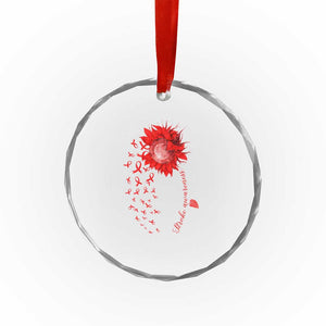 Sunflower Stroke Awareness Red Ribbon Crystal Glass Ornament TS11 Print Your Wear