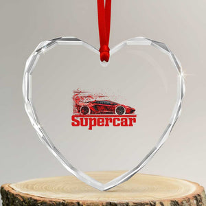 Supercar Exotic Italian Sports Car Graphic Heart Crystal Glass Ornament