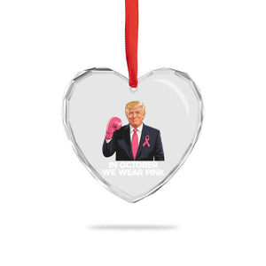 Support Breast Cancer Trump Heart Crystal Glass Ornament In October We Wear Pink Boxing Glove Warrior Fight TS02 Print Your Wear