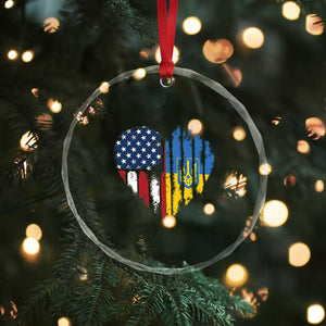 Support Ukraine Crystal Glass Ornament Stand With Ukraine American Ukrainian Flag TS10 Print Your Wear