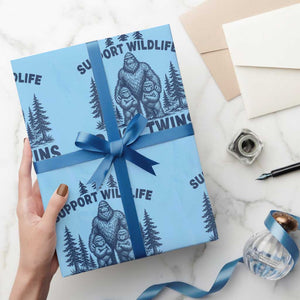 Support Wildlife Raise Twins Wrapping Paper Roll Twin Dad Mom Parent Bigfoot Family