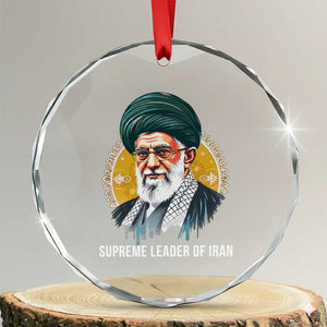 Supreme Leader Of Iran Graphic Portrait Crystal Glass Ornament Iranian Political Figure TS02 Transparent Glass 3'' Circle Print Your Wear