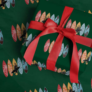 Surfboarder Wrapping Paper Roll Hawaii Wave Surfing Surfboard Lover Beach Surfer TS10 Green Print Your Wear