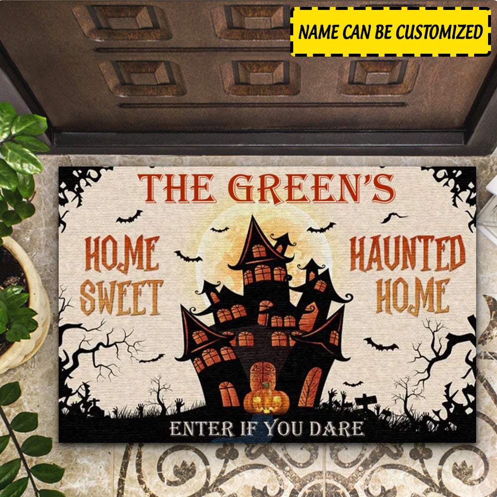 Personalized Halloween Decor Home Sweet Haunted Home Doormat CTM Custom - Printyourwear