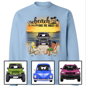Custom Jeep T Shirt The Beach Is Calling and We Must Go CTM Custom - Printyourwear