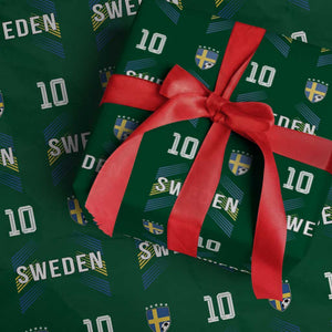 Sweden Soccer Sports Graphic Number 10 Jersey Style Wrapping Paper Roll Proud Swedish Football Fans Game Day Pride TS02 Green Print Your Wear
