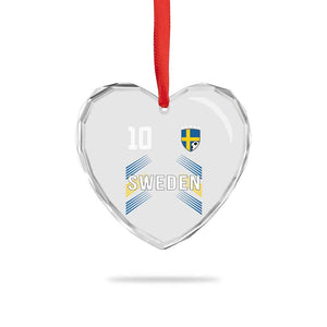 Sweden Soccer Sports Graphic Number 10 Jersey Style Heart Crystal Glass Ornament Proud Swedish Football Fans Game Day Pride TS02 Print Your Wear