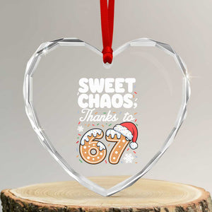 Sweet Chaos Thanks to 67 Heart Crystal Glass Ornament Funny Christmas Cookie Meme with Sprinkles TS02 Transparent Glass 3'' Heart Print Your Wear