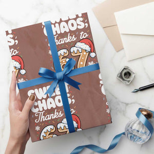 Sweet Chaos Thanks to 67 Wrapping Paper Roll Funny Christmas Cookie Meme with Sprinkles TS02 Mocha Print Your Wear
