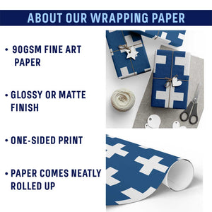 Swiss Vintage Cross Flag Switzerland Wrapping Paper Roll