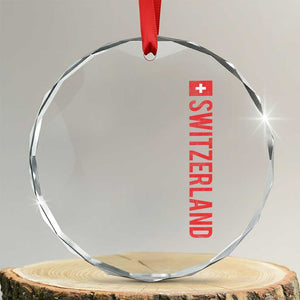 Switzerland Heritage Vintage Swiss Flag Schweiz Crystal Glass Ornament