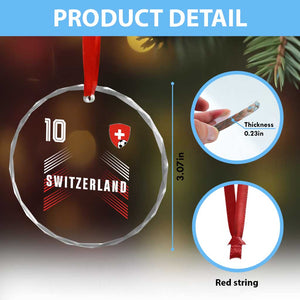 Switzerland Soccer Sports Graphic Number 10 Jersey Style Crystal Glass Ornament Proud Swiss Football Fans Game Day Pride