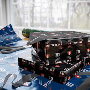 Switzerland Soccer Sports Graphic Number 10 Jersey Style Wrapping Paper Roll Proud Swiss Football Fans Game Day Pride TS02 Black Print Your Wear