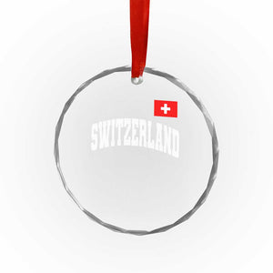 Switzerland Sports Throwback Design Crystal Glass Ornament Vintage Swiss Flag Soccer Jersey Style