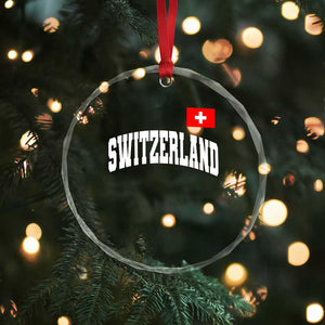Switzerland Sports Throwback Design Crystal Glass Ornament Vintage Swiss Flag Soccer Jersey Style