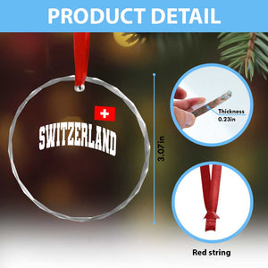 Switzerland Sports Throwback Design Crystal Glass Ornament Vintage Swiss Flag Soccer Jersey Style