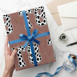 T8 Jersey Number Wrapping Paper Roll Y2k Leopard Number Concert Inspired Outfit Varsity Sports TS10 Mocha Print Your Wear
