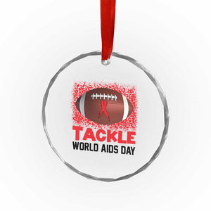 Tackle World AIDS Day Crystal Glass Ornament Football HIV Awareness Red Ribbon TS12 Print Your Wear