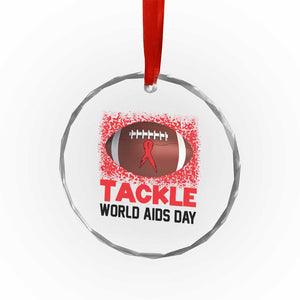 Tackle World AIDS Day Crystal Glass Ornament Football HIV Awareness Red Ribbon TS12 Print Your Wear