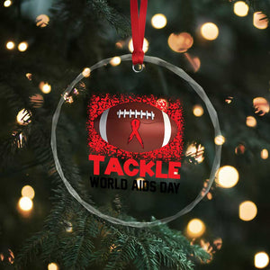 Tackle World AIDS Day Crystal Glass Ornament Football HIV Awareness Red Ribbon TS12 Print Your Wear