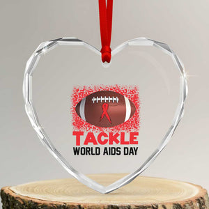 Tackle World AIDS Day Heart Crystal Glass Ornament Football HIV Awareness Red Ribbon TS12 Transparent Glass 3'' Heart Print Your Wear