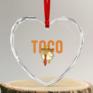 TACO Chicken in Sombrero Heart Crystal Glass Ornament Funny Mexican Food TS02 Transparent Glass 3'' Heart Print Your Wear