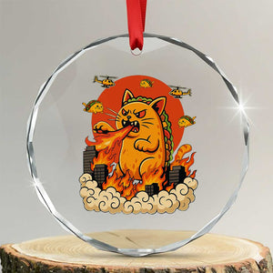 Tacocat Monster Crystal Glass Ornament Funny Cats Taco Lovers TS14 Transparent Glass 3'' Circle Print Your Wear