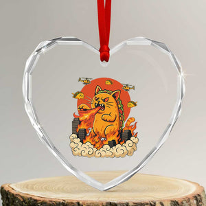 Tacocat Monster Heart Crystal Glass Ornament Funny Cats Taco Lovers TS14 Transparent Glass 3'' Heart Print Your Wear