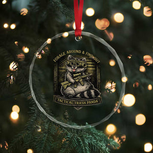 Tactical Trash Panda Crystal Glass Ornament Funny Raccoon Military Graphic Patriotic Veteran TS10 Print Your Wear