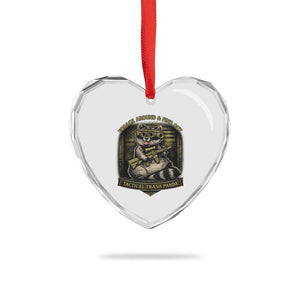 Tactical Trash Panda Heart Crystal Glass Ornament Funny Raccoon Military Graphic Patriotic Veteran TS10 Print Your Wear