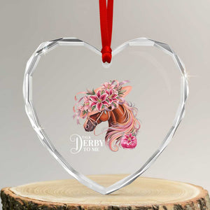 Talk Derby To Me Heart Crystal Glass Ornament Funny Horse Racing Derby Day Stargazer Lilies TS11 Transparent Glass 3'' Heart Print Your Wear