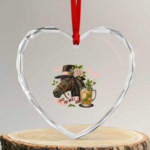 Talk Derby To Me Heart Crystal Glass Ornament Ky Horse Racing Mint Julep and Roses TS02 Transparent Glass 3'' Heart Print Your Wear