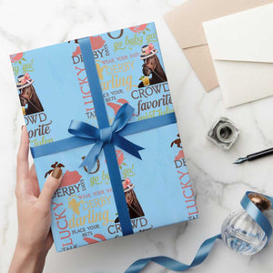 Talk Derby To Me Wrapping Paper Roll Horse Riders Ky Racing Day TS02 Light Blue Print Your Wear