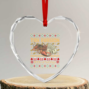 Tax Evasion Lobster Christmas Heart Crystal Glass Ornament Funny Sarcasm Oddly Specific Meme TS11 Transparent Glass 3'' Heart Print Your Wear