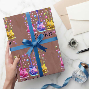 Taylor Name Wrapping Paper Roll Retro Groovy 70s 80s TS02 Mocha Print Your Wear