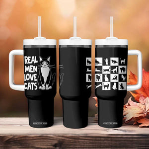 Funny Cat Dad Tumbler With Handle Real Men Love Cats Retro Vintage TB02 Print Your Wear
