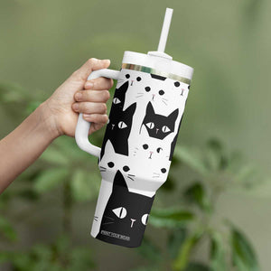 Funny Black Cat Tumbler With Handle It's Fine I'm Fine Everything Is Fine Burnt Cat Meme TB02 Print Your Wear