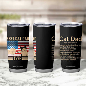 Funny Cat Dad Tumbler Cup Best Cat Dad Ever Definition American Flag Fist Bump TB02 Print Your Wear