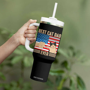 Funny Cat Dad Tumbler With Handle Best Cat Dad Ever Definition American Flag Fist Bump TB02 Print Your Wear