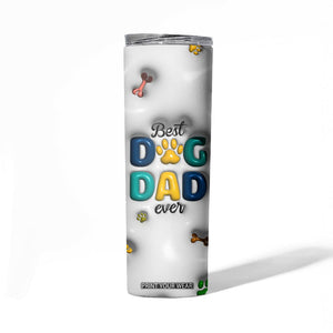 Personalized Dog Dad 3D Inflated Effect Printed Skinny Tumbler Custom Dogs Name Best Dog Dad Ever Fist Bump TB02 Print Your Wear