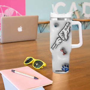 Personalized Dog Dad 3D Inflated Effect Printed Tumbler With Handle Custom Dogs Name Best Dog Dad Ever Fist Bump TB02 Print Your Wear