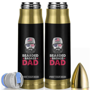 Bearded Dad Bullet Tumbler Cool Patriotic American Papa US Flag Vintage TB02 Black Print Your Wear
