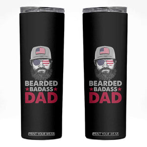 Bearded Dad Skinny Tumbler Cool Patriotic American Papa US Flag Vintage TB02 Black Print Your Wear