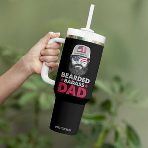 Bearded Dad Tumbler With Handle Cool Patriotic American Papa US Flag Vintage TB02 Print Your Wear