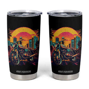 Retro Sunset Urban City Graphic Motorcycle Tumbler Cup Motorcyclist Gift Biker Rider For Dad Husband Boyfriend Uncle TB02 Black Print Your Wear