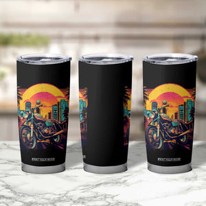 Retro Sunset Urban City Graphic Motorcycle Tumbler Cup Motorcyclist Gift Biker Rider For Dad Husband Boyfriend Uncle TB02 Print Your Wear