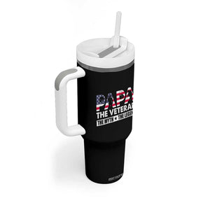 Patriotic Dad Tumbler With Handle Papa The Veteran The Myth The Legend American Flag Dog Tags TB02 Print Your Wear